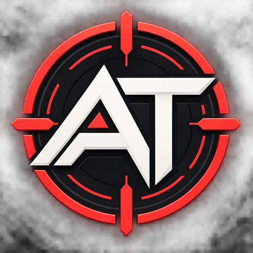 Aim Trainers logo: the letters AT inside a red crosshair